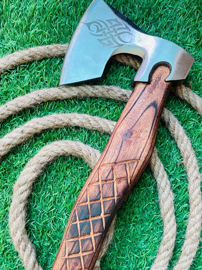Handmade Carbon Steel Viking Tomahawk Axe with Wooden Handle 24 Inch