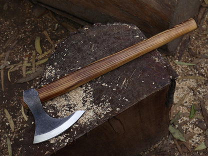20" Hand Forged Carbon Steel Axe Viking Axe for Sale with Ash Wood Handle and Leather Sheath