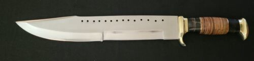 20" Handmade D2 Steel Highly Polished Hunting Bowie Knife with Leather Sheath