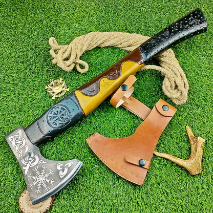 20 Inch Hand Forged Steel Axe Viking Axe for Sale With Wood Hnadle & Sheath