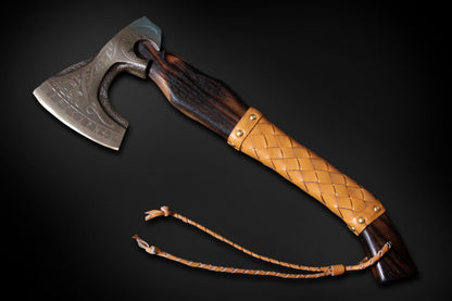 23" Custom Hand Forged Carbon Steel Axe Viking Axe With Wooden Handle & Sheath