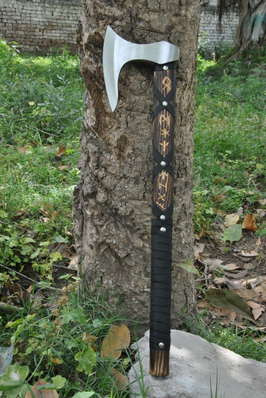 24 Inch Handmade Ranger Viking Axe High Carbon Steel Axe with Walnut Handle & Sheath