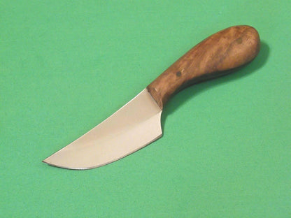 4.6" Small Skinner Patch Knife Stainless Steel Full Tang Blade Brown Wood Handle with Leather Sheath