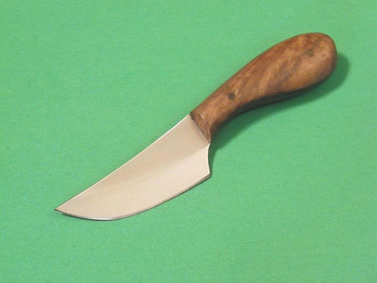 4.6" Small Skinner Patch Knife Stainless Steel Full Tang Blade Brown Wood Handle with Leather Sheath
