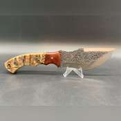 Whole Earth Supply Tracker Knife – Hammered Damascus Hunting & Skinning Knife with Stag Handle