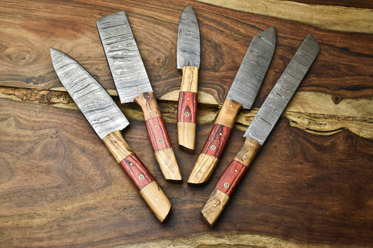 5-Piece Handmade Damascus Steel Chef Knife Set – Professional Kitchen Knives