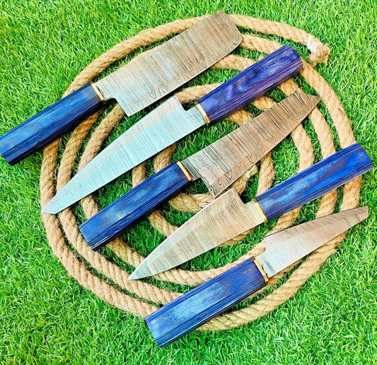 5 Knives Handmade Damascus Steel Cutlery Chef Knives Set Kitchen Knife