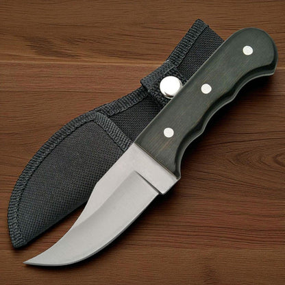 6.25″ Skinner Knife – Full Tang Stainless Steel Blade, Black Wood Handle, Nylon Sheath
