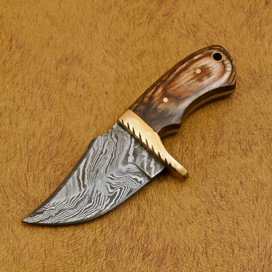 6" Custom Damascus Full Tang Bowie Knife – Pakka Wood Handle