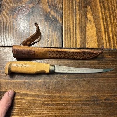 6" Skinner Knife – Stainless Steel Full Tang Blade with Wood Handle & Sheath