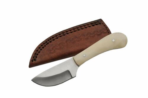 6" Skinner Knife | White Bone Handle Full Tang Hunting Knife with Leather Sheath