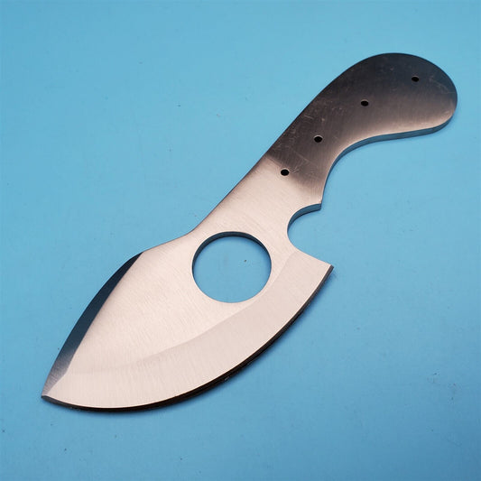 7" Fixed Blade Skinner Blank – Stainless Steel Full Tang, 3" Satin Blade, DIY Knife Maker with Leather Sheath