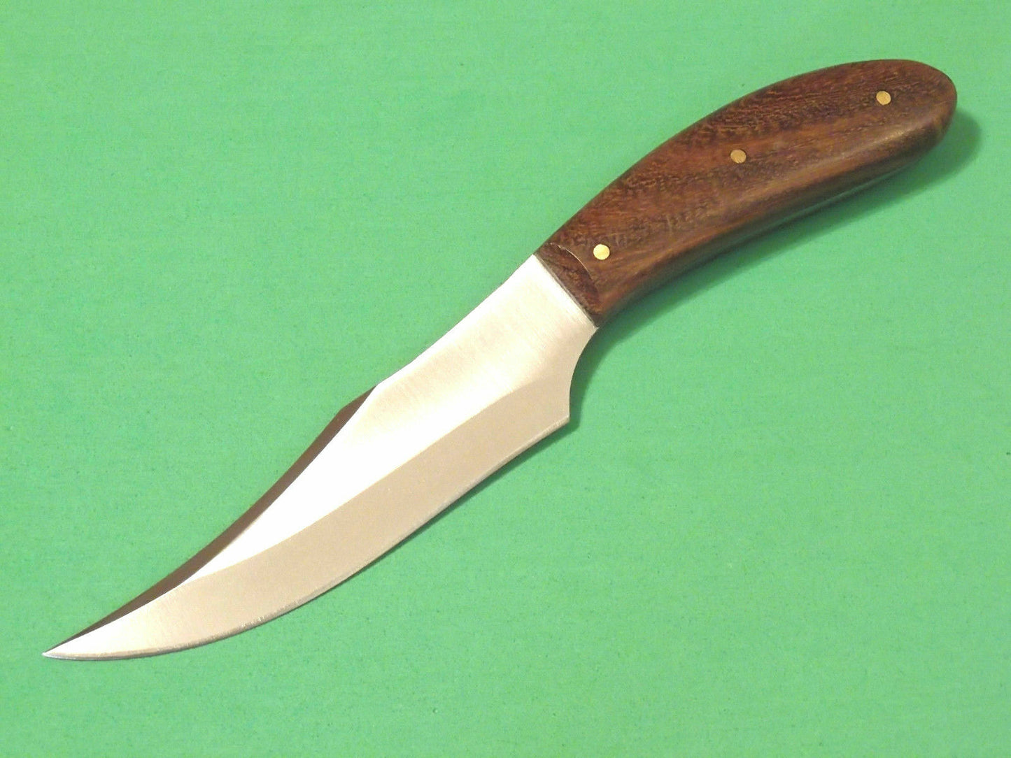 7" Patch Skinner – 440 Stainless Steel Fixed Blade, Burlwood Handle, Leather Sheath