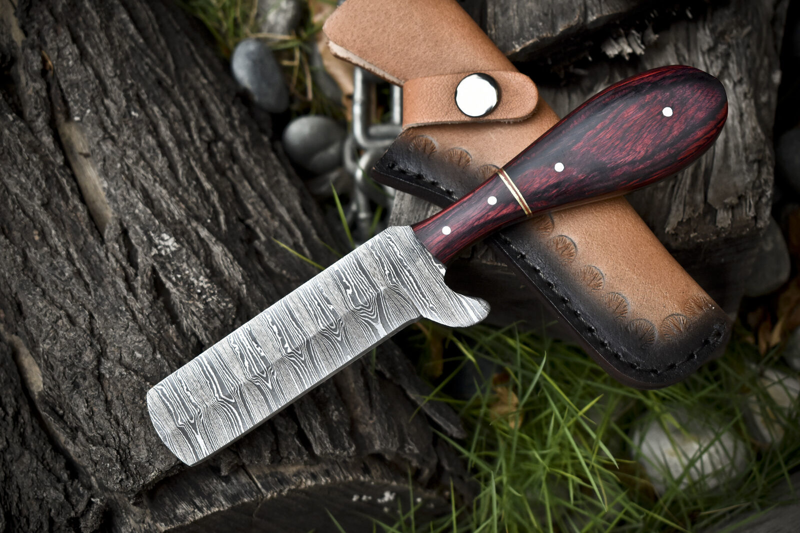 8.0 Inch Hot Item Hunting Skinner Knife Twist Damascus Hard Wood Handle Outdoor Sports Knife