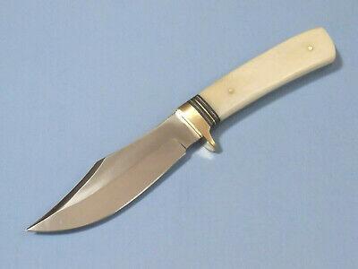 8.25" Full Tang Skinner Knife Stainless Steel White Bone Handle with Leather Sheath