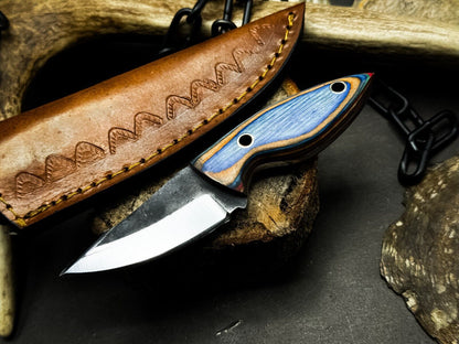 8.25" Hand-Forged 1095 Carbon Steel Skinner Knife Blank – Full Tang with Leather Sheath