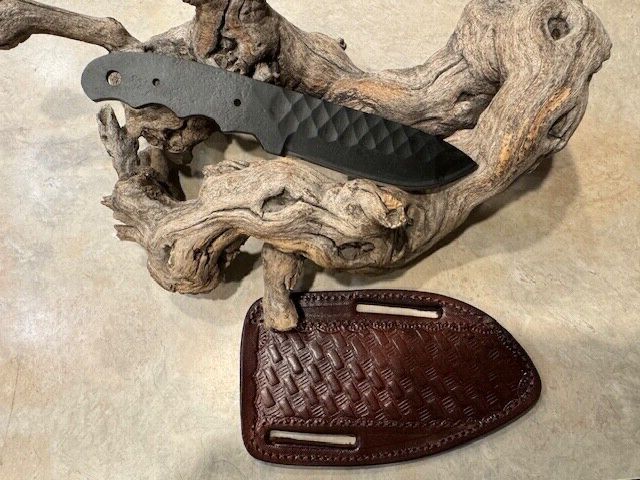 8.25" Hand-Forged 1095 Carbon Steel Skinner Knife Blank with Leather Sheath