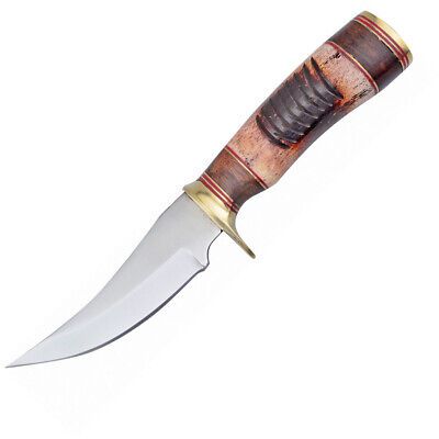 8.5″ Skinner Knife – Stainless Steel Fixed Blade with Torched Bone Handle & Leather Sheath