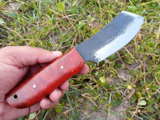 8" Custom D2 Steel Skinner Knife – Resin Handle with Leather Sheath