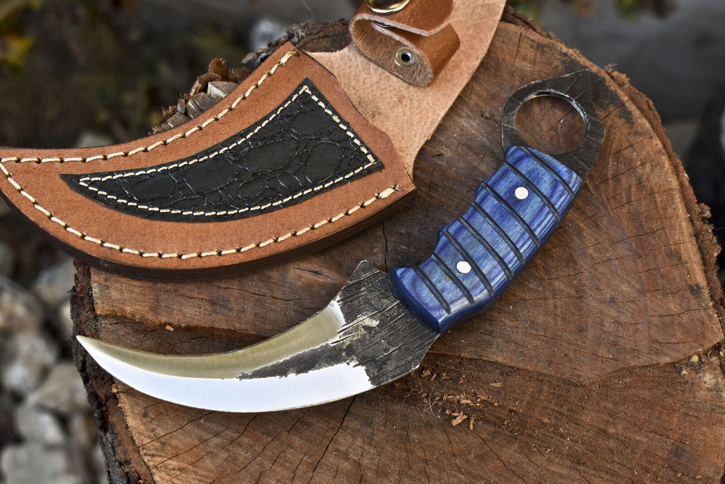 8" Custom Forged D2 Steel Karambit Knife With Hard Wood Handle Best Karambit