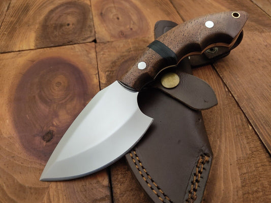 8" Custom Handmade 440C Steel Survival Camping Skinner Knife Hardwood Handle with Leather Sheath