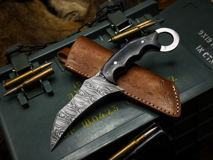 8" Damascus Karambit Knife Best Damascus Steel Karambit with Horn Handle