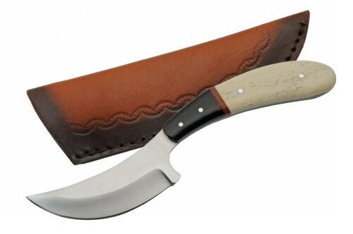 8" Full Tang Hunting Skinner Knife Stainless Steel White Bone & Buffalo Horn Handle with Leather Sheath