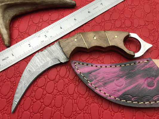 8" Handmade Damascus Karambit Best Damascus Steel Karambit Knife with Sheath