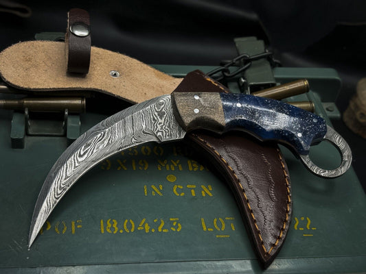 8" Handmade Damascus Karambit Knife Best Damascus Steel Karambit with Resin Handle 