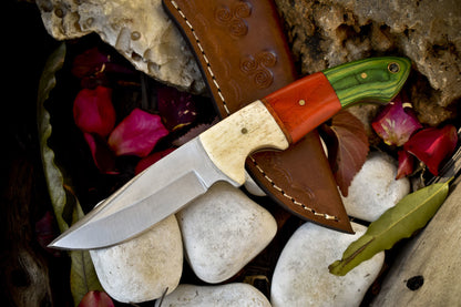 8" Handmade Skinner Knife | 440C Steel Blade & Mixed Handle | Heritage Forge Survival Knife