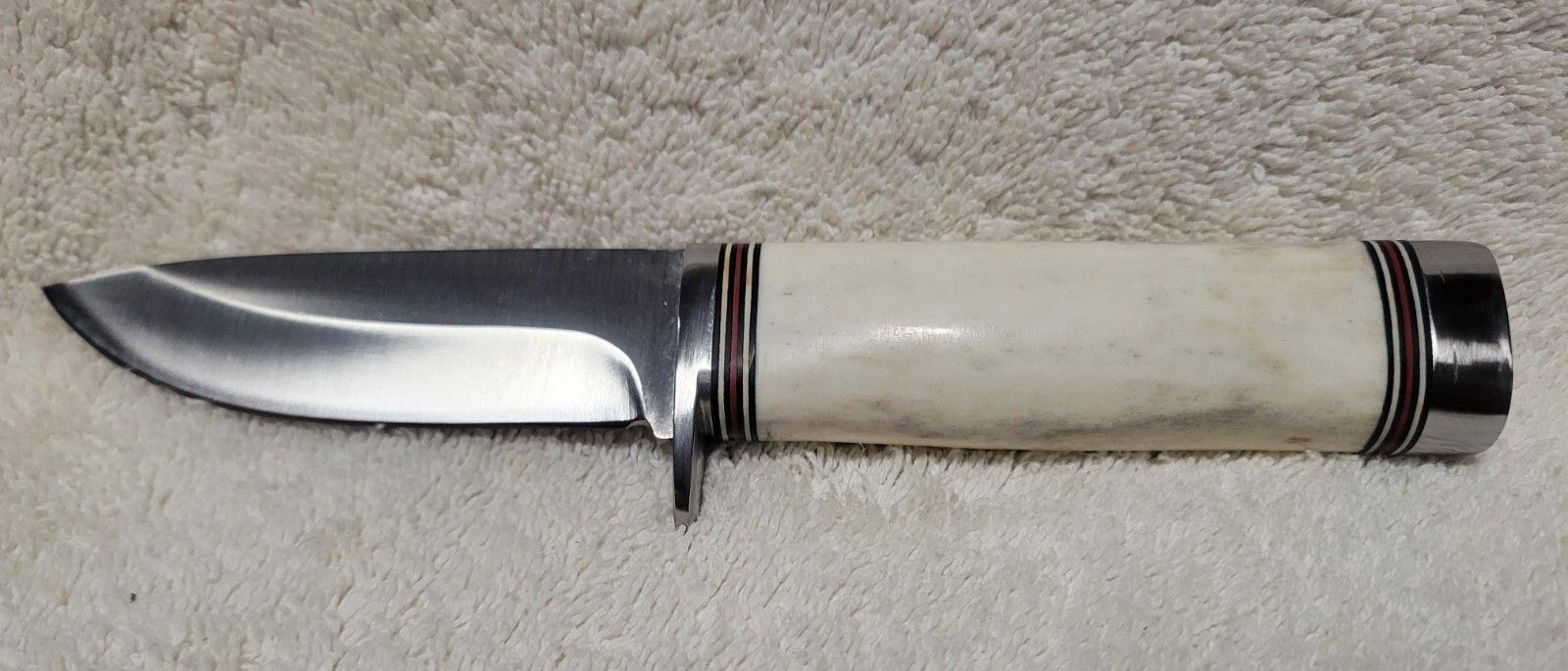8" Skinner Knife – Stainless Steel Blade with Stag Handle & Leather Sheath
