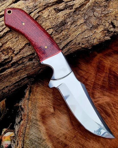9.1" Custom Handmade Stainless Steel Skinner Knife with Polished Micarta Handle & Leather Sheath