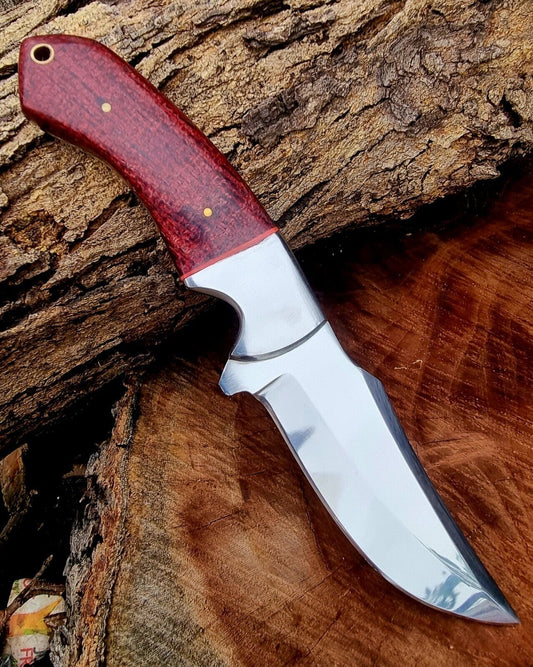 9.1" Custom Handmade Stainless Steel Skinner Knife with Polished Micarta Handle & Leather Sheath