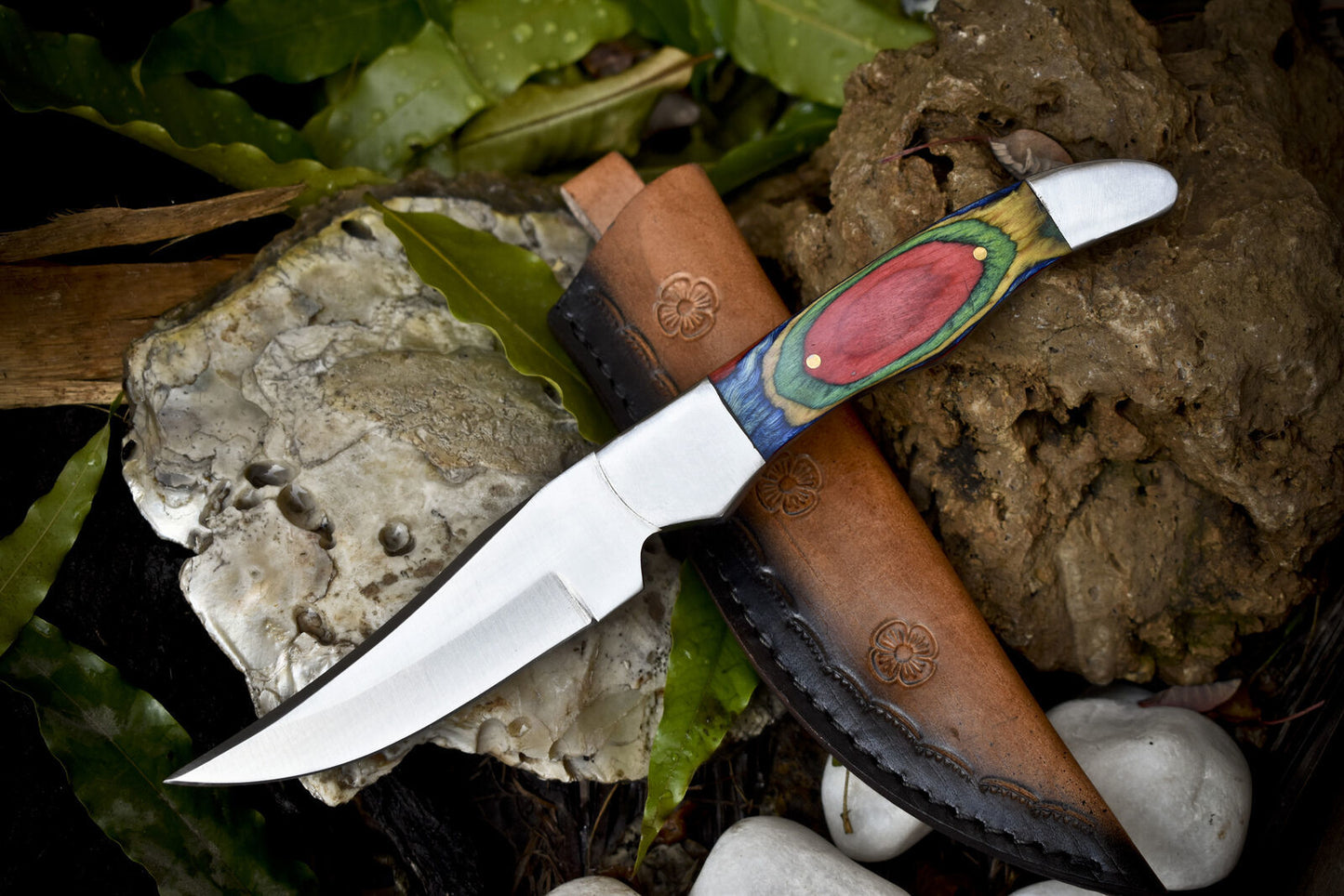 9.5" Forged Skinner Knife | AUS-8 Steel Blade | Hardwood Handle with Steel Bolster