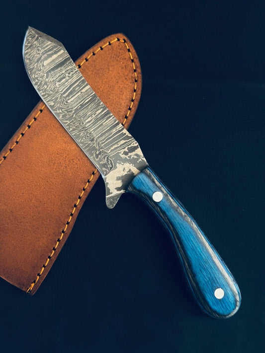 9" Best Damascus Steel Bull Cutter Knife Handmade Bull Cutter Knife with Wood Handle