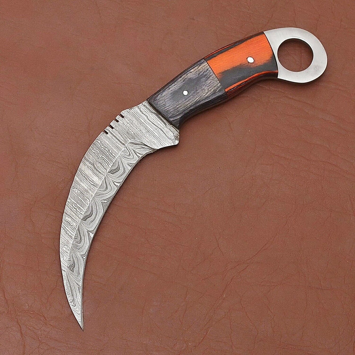 9" Custom Handmade Damascus Karambit Knife Best Karambit Damascus Steel with Wood Handle 