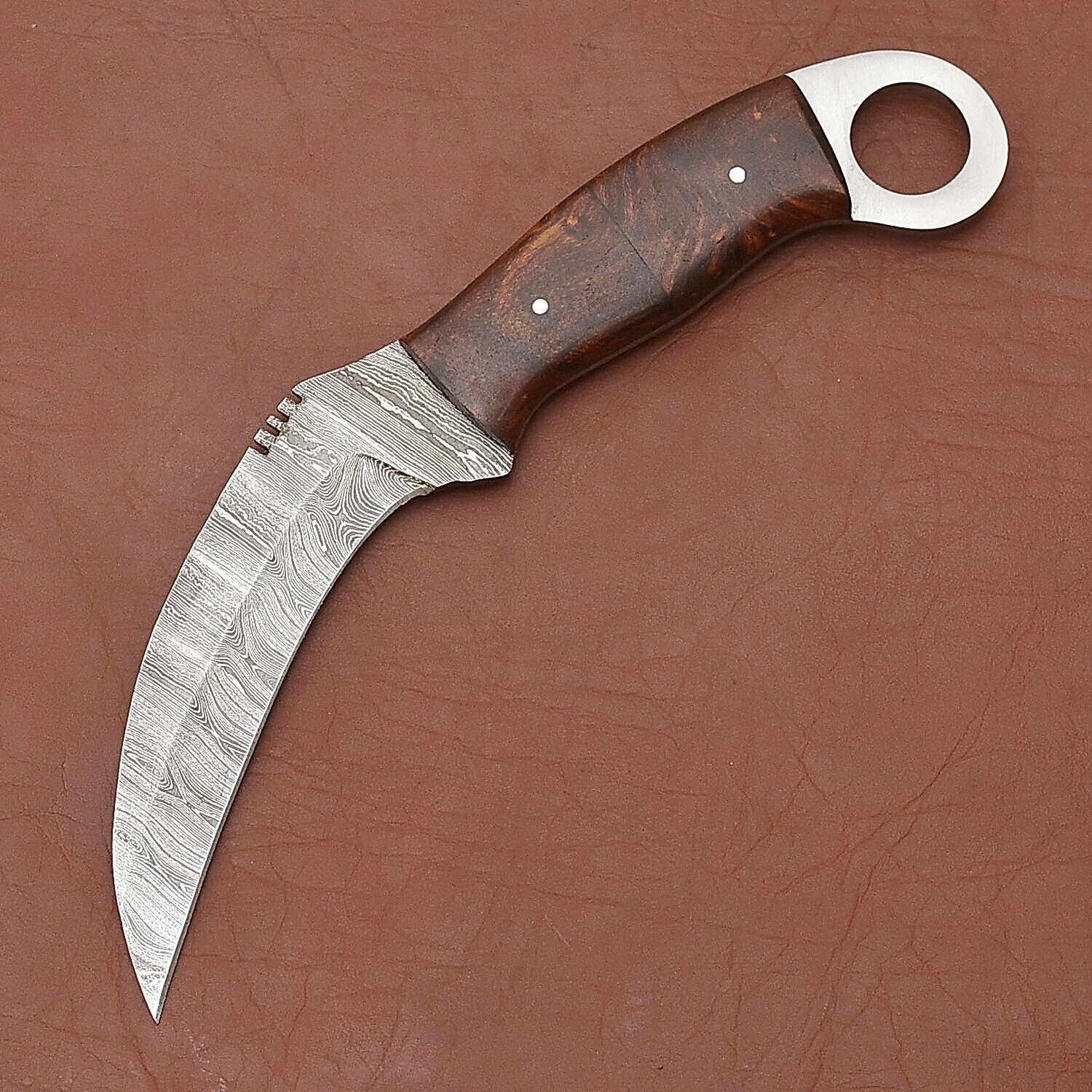 9" Custom Handmade Damascus Karambit Knife Best Karambit Knife with Wood Handle
