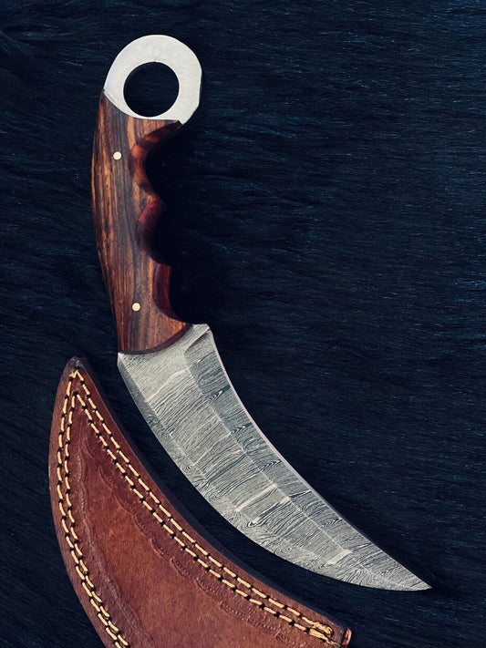 9" Custom Handmade Damascus Karambit Twist Karambit Damascus Steel With Wood Handle