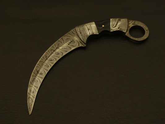 9" Damascus Karambit Knife Best Karambit Knife with Damascus and Bone Handle 