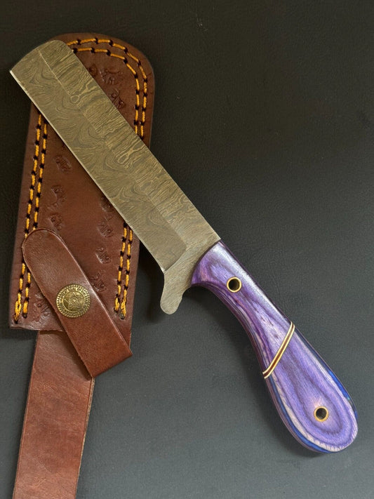 9" Damascus Steel Bull Cutter Knife Handmade Bull Cutter Knife with Wood Handle