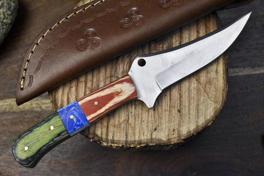 9" Forged Skinner Knife | 440C Steel Blade & Mixed Handle | Heritage Forge Hunting Knife