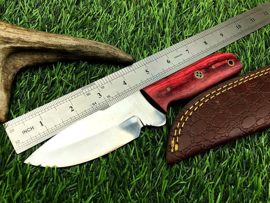 9" Forged Stainless Steel Bowie Knife – Survival Hunting Blade with Leather Sheath