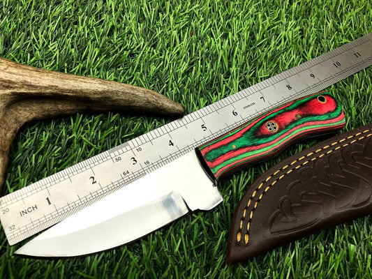 9" Forged Stainless Steel Hunting Skinner Knife with 5" Blade & Leather Sheath