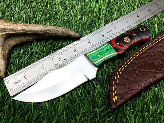 9" Forged Stainless Steel Hunting Skinner Knife with Leather Sheath