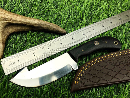 9" Forged Stainless Steel Survival Hunting Knife with Leather Sheath