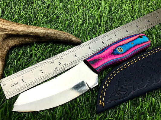 9" Full Tang Stainless Steel Hunting & Survival Knife with Leather Sheath