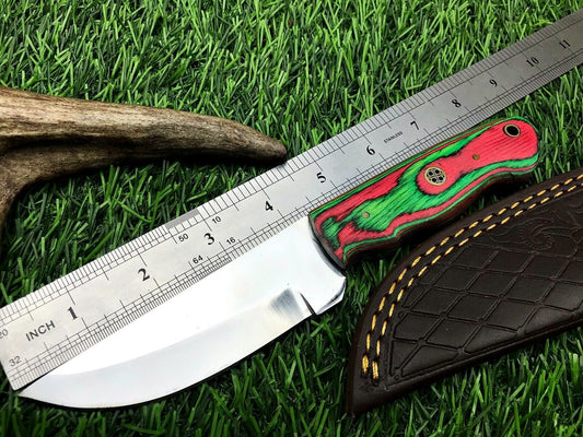 9" Hand-Forged Stainless Steel Skinner – Hunting & Survival Fixed Blade with Leather Sheath
