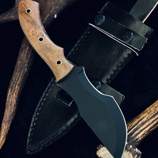  9" Handmade D2 Steel Bowie Knife – Camel Bone & Wood Handle
