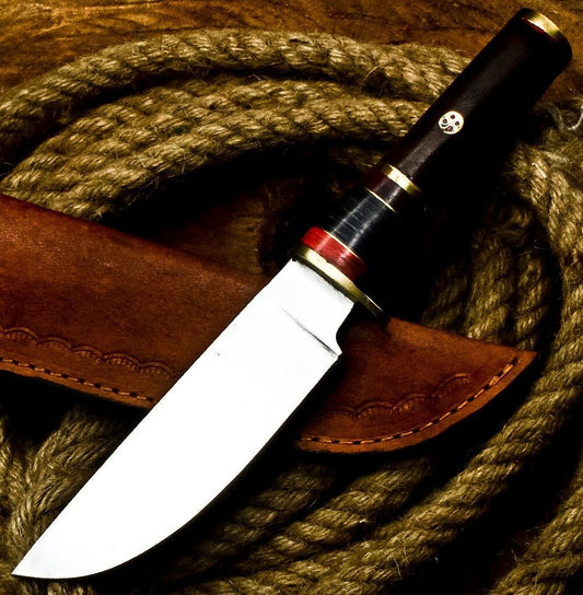 9" Handmade D2 Steel Skinner Knife | Walnut Wood Handle Full Tang Hunting EDC + Sheath