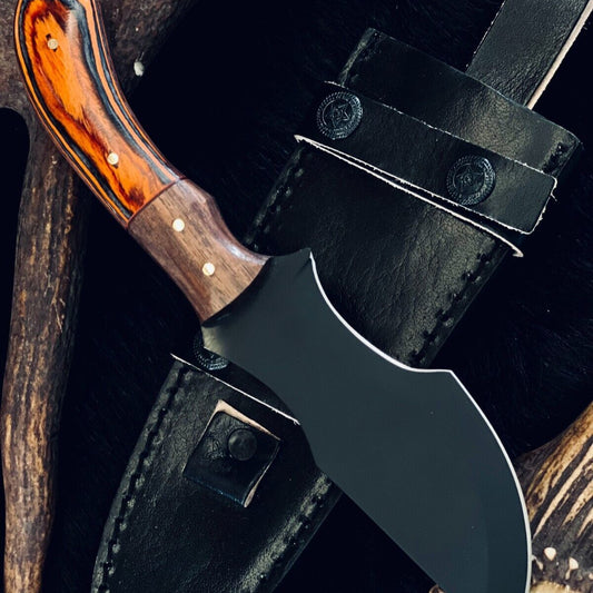 9" Handmade D2 Steel Tracker Bowie Hunting Knife – Wood Handle